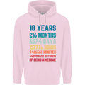 18th Birthday 18 Year Old Mens 80% Cotton Hoodie Light Pink