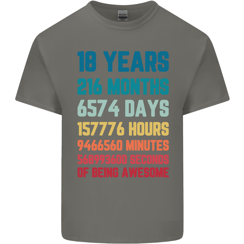 18th Birthday 18 Year Old Mens Cotton T-Shirt Tee Top Charcoal