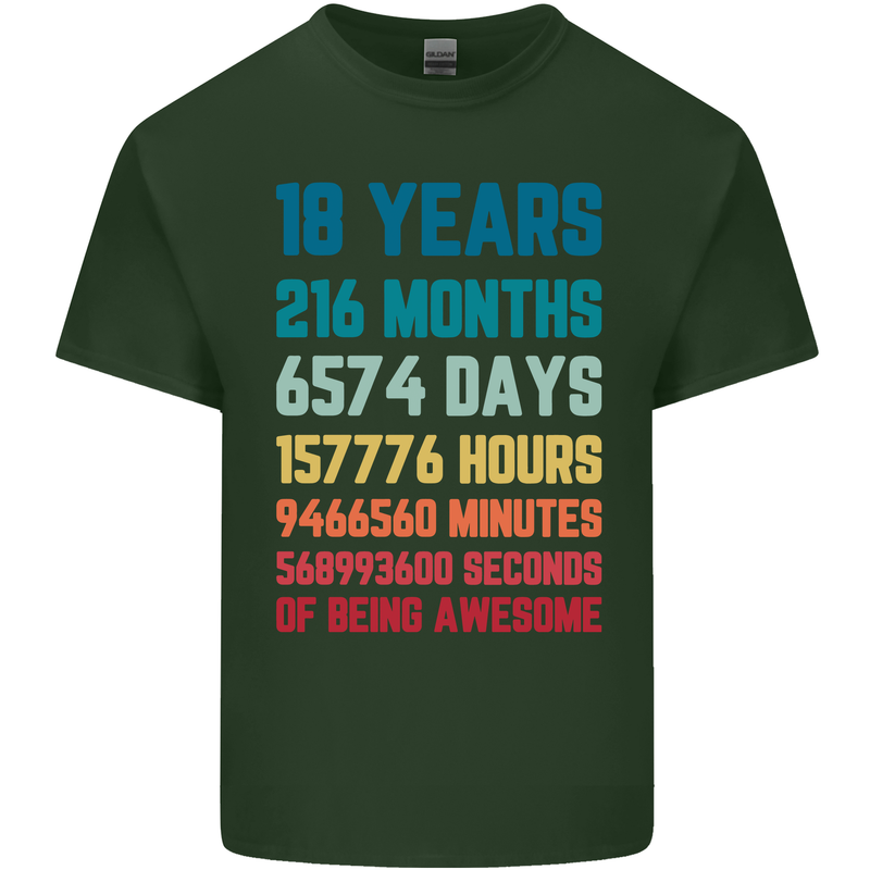 18th Birthday 18 Year Old Mens Cotton T-Shirt Tee Top Forest Green