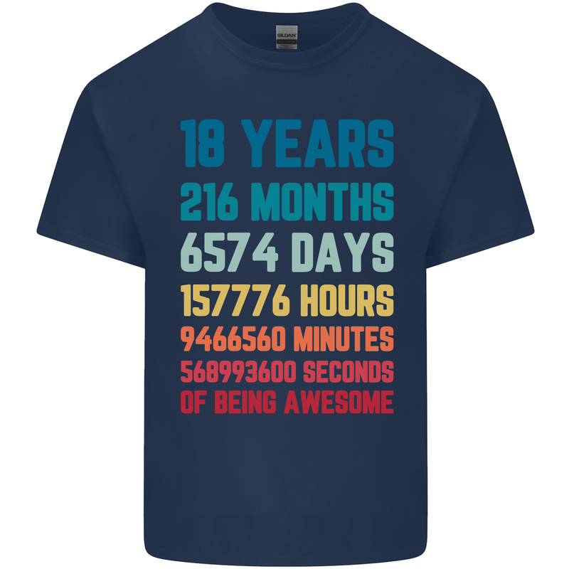 18th Birthday 18 Year Old Mens Cotton T-Shirt Tee Top Navy Blue