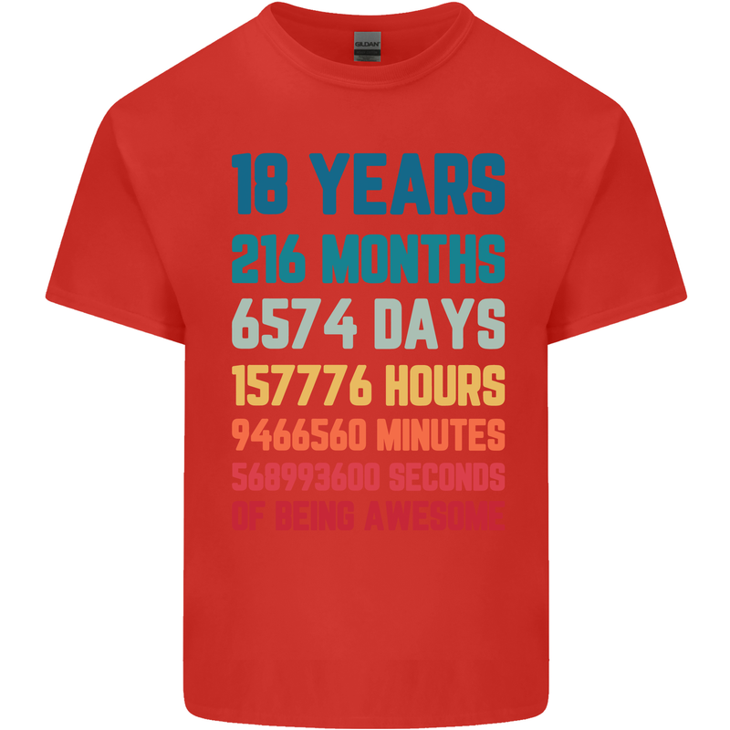 18th Birthday 18 Year Old Mens Cotton T-Shirt Tee Top Red