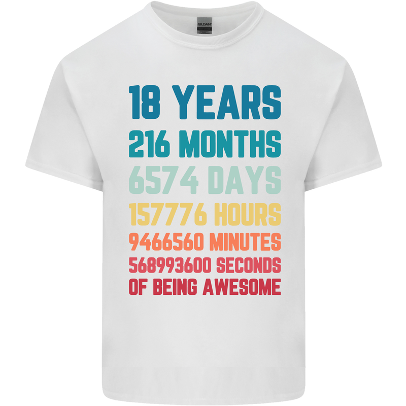 18th Birthday 18 Year Old Mens Cotton T-Shirt Tee Top White