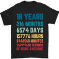 18th Birthday 18 Year Old Mens T-Shirt 100% Cotton Black