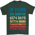 18th Birthday 18 Year Old Mens T-Shirt 100% Cotton Forest Green