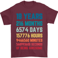 18th Birthday 18 Year Old Mens T-Shirt 100% Cotton Maroon