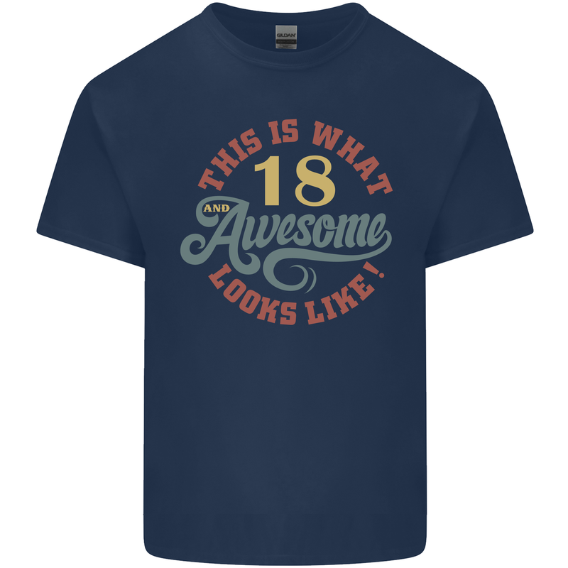 18th Birthday 80 Year Old Awesome Looks Like Mens Cotton T-Shirt Tee Top Navy Blue