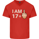 18th Birthday Funny Offensive 18 Year Old Mens V-Neck Cotton T-Shirt Red