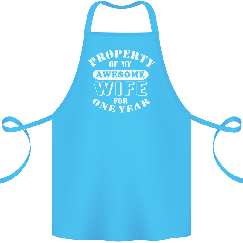 1 Year Wedding Anniversary 1st Funny Wife Cotton Apron 100% Organic Turquoise