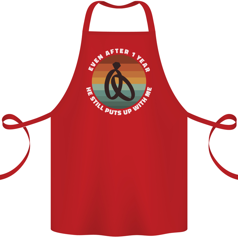 1 Year Wedding Anniversary 1st Marriage Cotton Apron 100% Organic Red