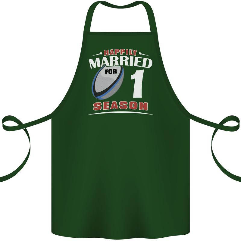 1 Year Wedding Anniversary 1st Rugby Cotton Apron 100% Organic Forest Green