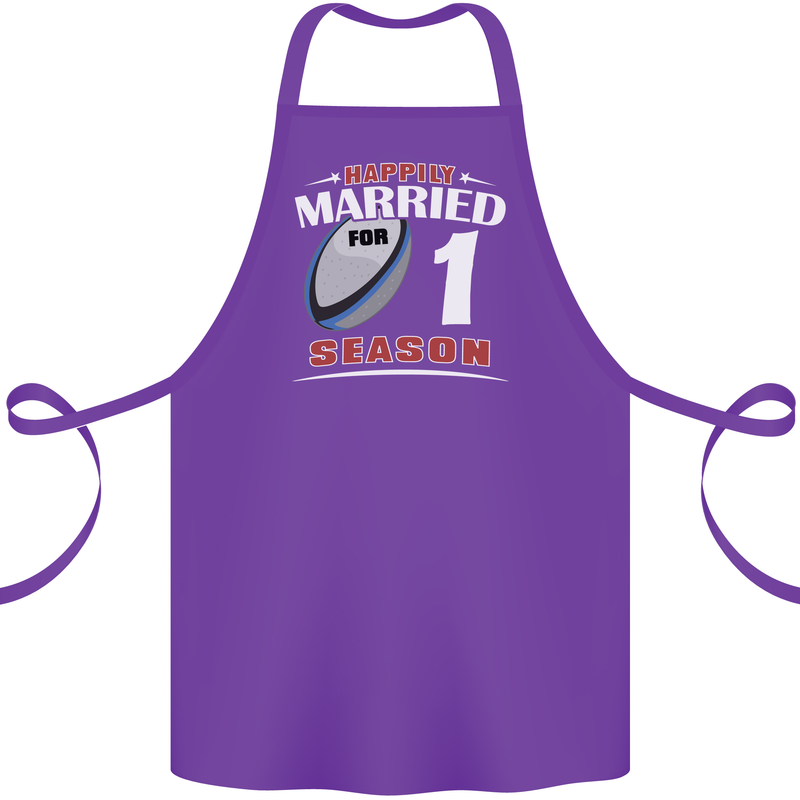 1 Year Wedding Anniversary 1st Rugby Cotton Apron 100% Organic Purple