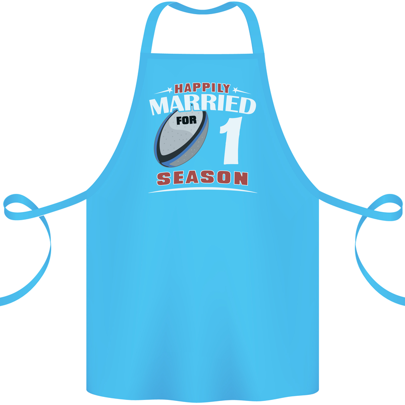 1 Year Wedding Anniversary 1st Rugby Cotton Apron 100% Organic Turquoise