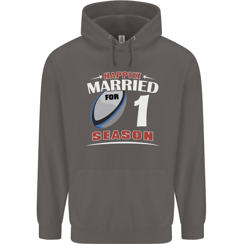 1 Year Wedding Anniversary 1st Rugby Mens 80% Cotton Hoodie Charcoal