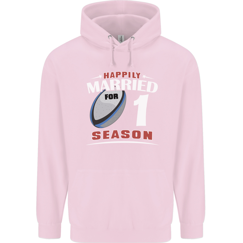 1 Year Wedding Anniversary 1st Rugby Mens 80% Cotton Hoodie Light Pink