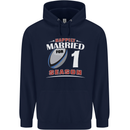 1 Year Wedding Anniversary 1st Rugby Mens 80% Cotton Hoodie Navy Blue