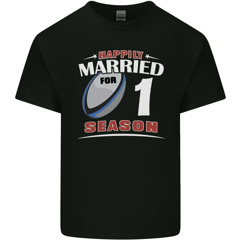 1 Year Wedding Anniversary 1st Rugby Mens Cotton T-Shirt Tee Top Black