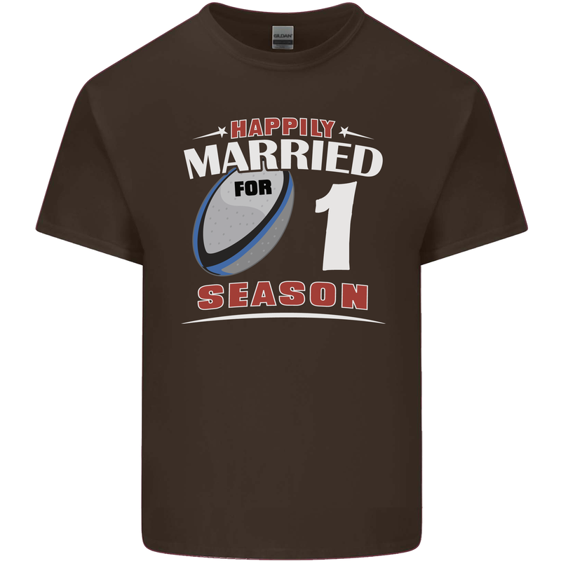 1 Year Wedding Anniversary 1st Rugby Mens Cotton T-Shirt Tee Top Dark Chocolate