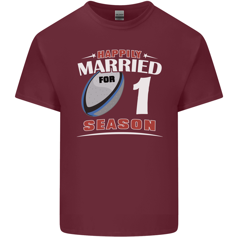 1 Year Wedding Anniversary 1st Rugby Mens Cotton T-Shirt Tee Top Maroon
