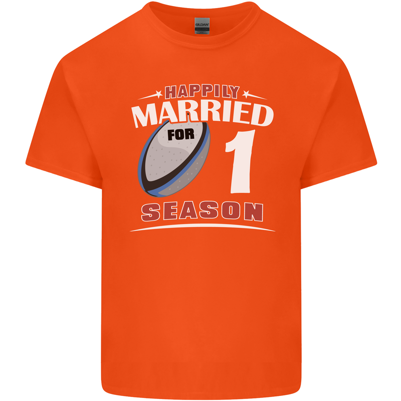 1 Year Wedding Anniversary 1st Rugby Mens Cotton T-Shirt Tee Top Orange
