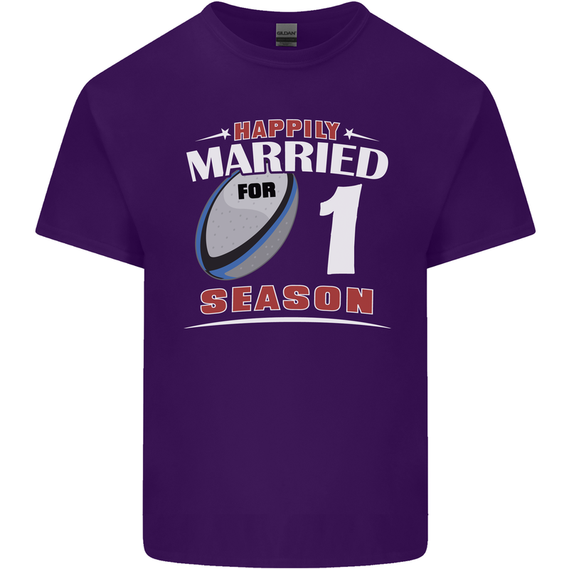 1 Year Wedding Anniversary 1st Rugby Mens Cotton T-Shirt Tee Top Purple