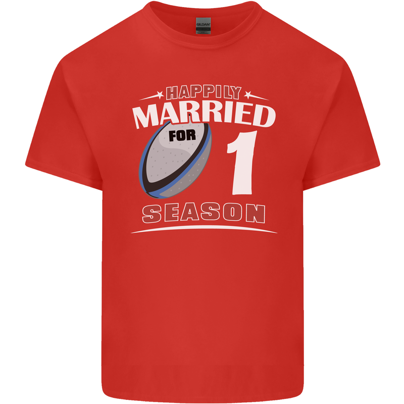 1 Year Wedding Anniversary 1st Rugby Mens Cotton T-Shirt Tee Top Red