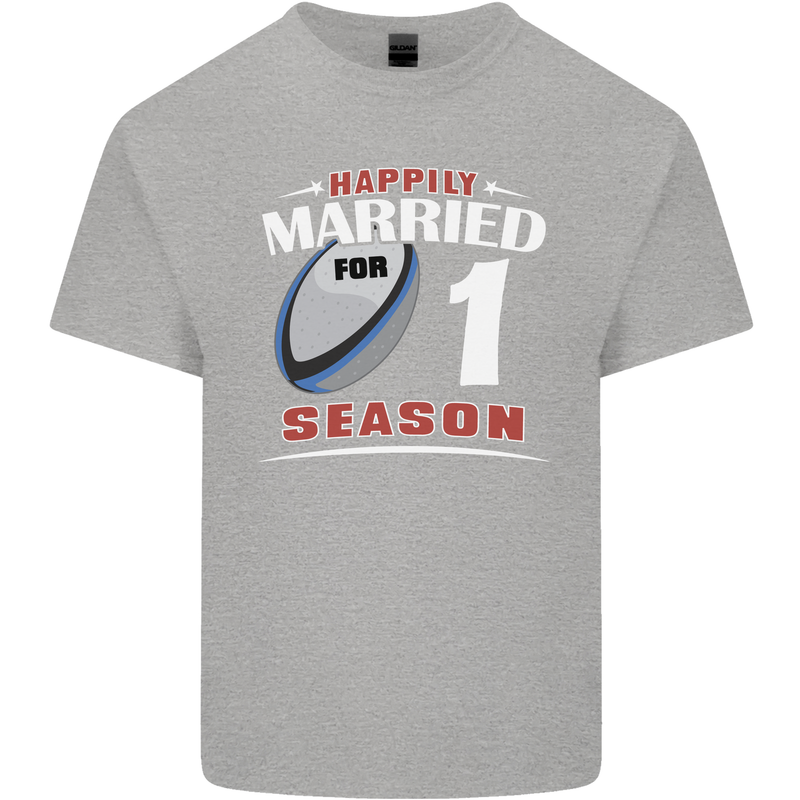 1 Year Wedding Anniversary 1st Rugby Mens Cotton T-Shirt Tee Top Sports Grey