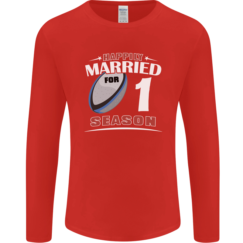 1 Year Wedding Anniversary 1st Rugby Mens Long Sleeve T-Shirt Red