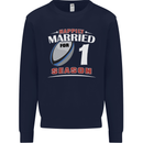1 Year Wedding Anniversary 1st Rugby Mens Sweatshirt Jumper Navy Blue