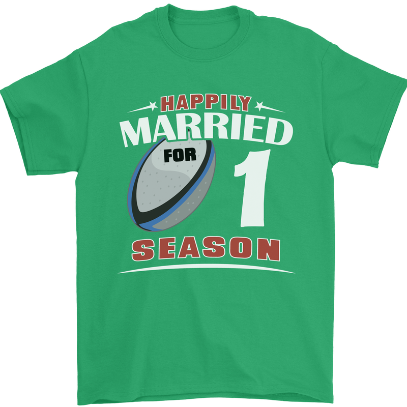 1 Year Wedding Anniversary 1st Rugby Mens T-Shirt 100% Cotton Irish Green