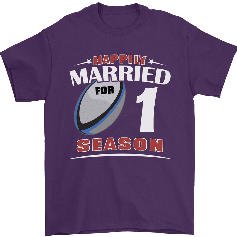 1 Year Wedding Anniversary 1st Rugby Mens T-Shirt 100% Cotton Purple