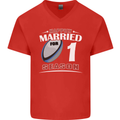 1 Year Wedding Anniversary 1st Rugby Mens V-Neck Cotton T-Shirt Red