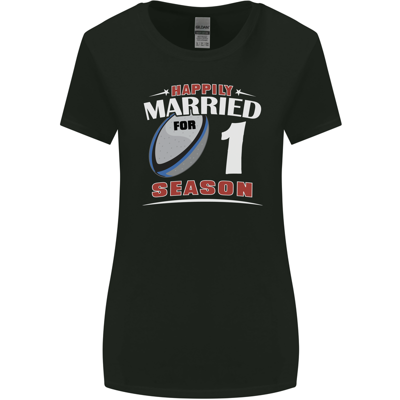 1 Year Wedding Anniversary 1st Rugby Womens Wider Cut T-Shirt Black