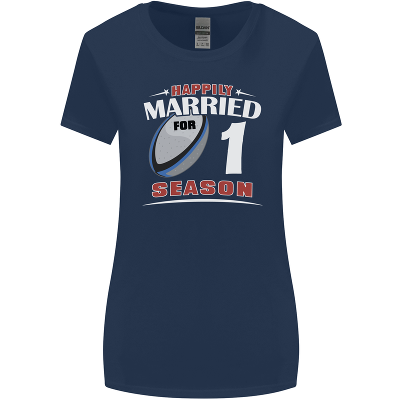 1 Year Wedding Anniversary 1st Rugby Womens Wider Cut T-Shirt Navy Blue