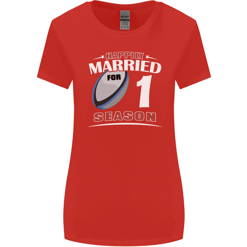1 Year Wedding Anniversary 1st Rugby Womens Wider Cut T-Shirt Red