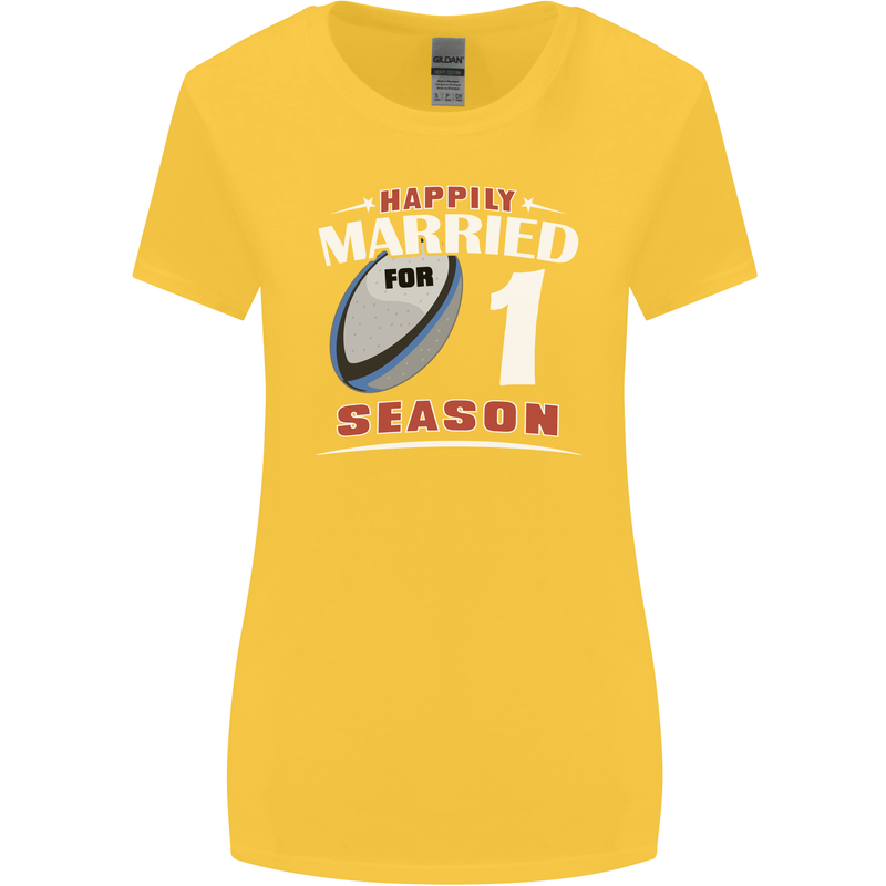 1 Year Wedding Anniversary 1st Rugby Womens Wider Cut T-Shirt Yellow