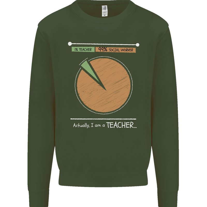 1% Teacher 99% Social Worker Teaching Kids Sweatshirt Jumper Forest Green