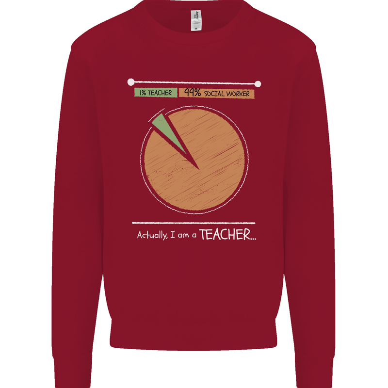 1% Teacher 99% Social Worker Teaching Kids Sweatshirt Jumper Red