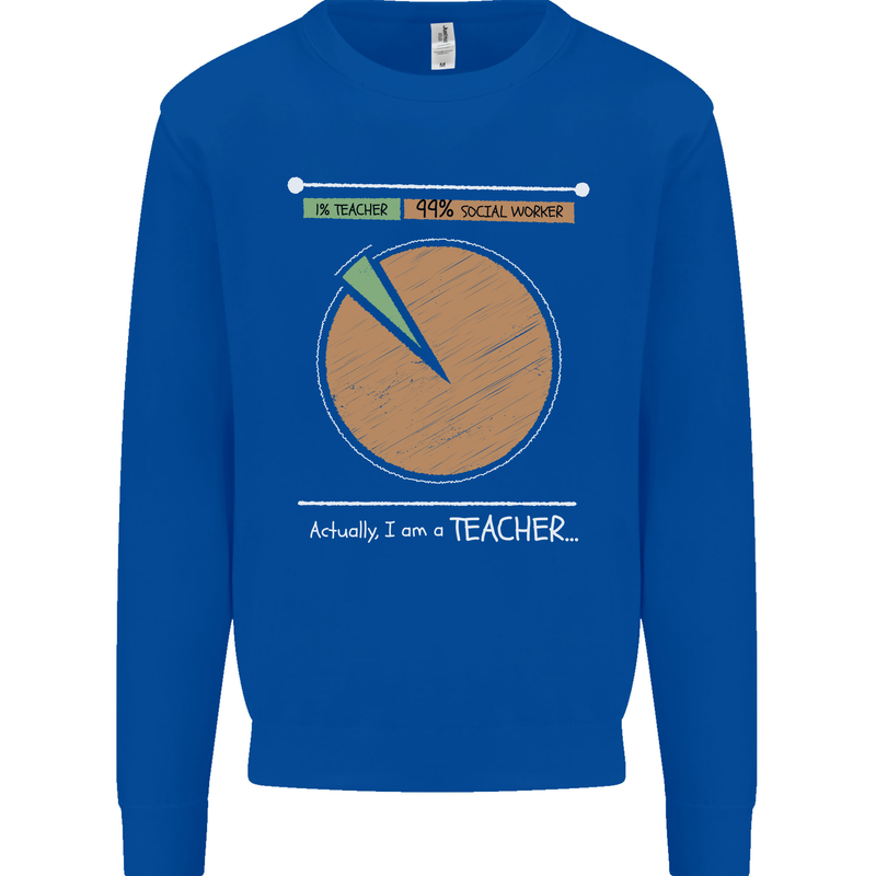 1% Teacher 99% Social Worker Teaching Kids Sweatshirt Jumper Royal Blue