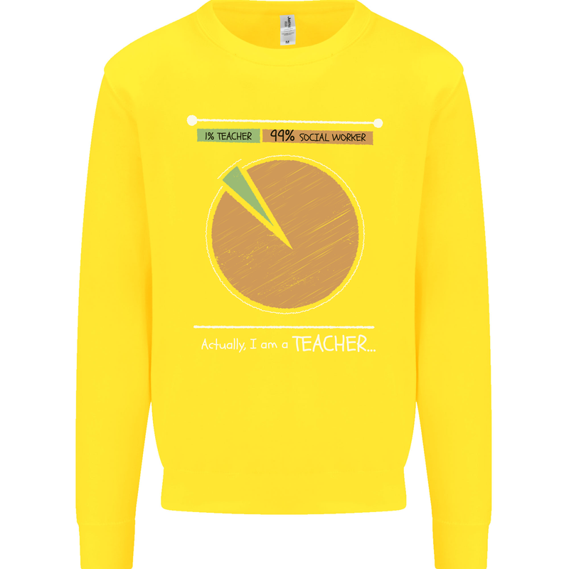 1% Teacher 99% Social Worker Teaching Kids Sweatshirt Jumper Yellow