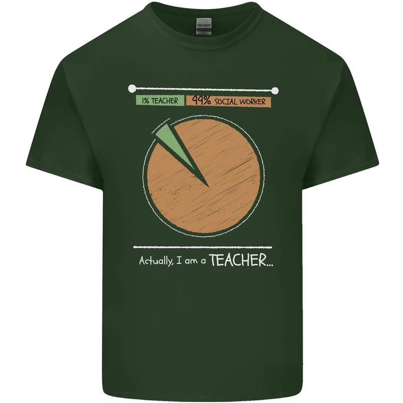 1% Teacher 99% Social Worker Teaching Mens Cotton T-Shirt Tee Top Forest Green