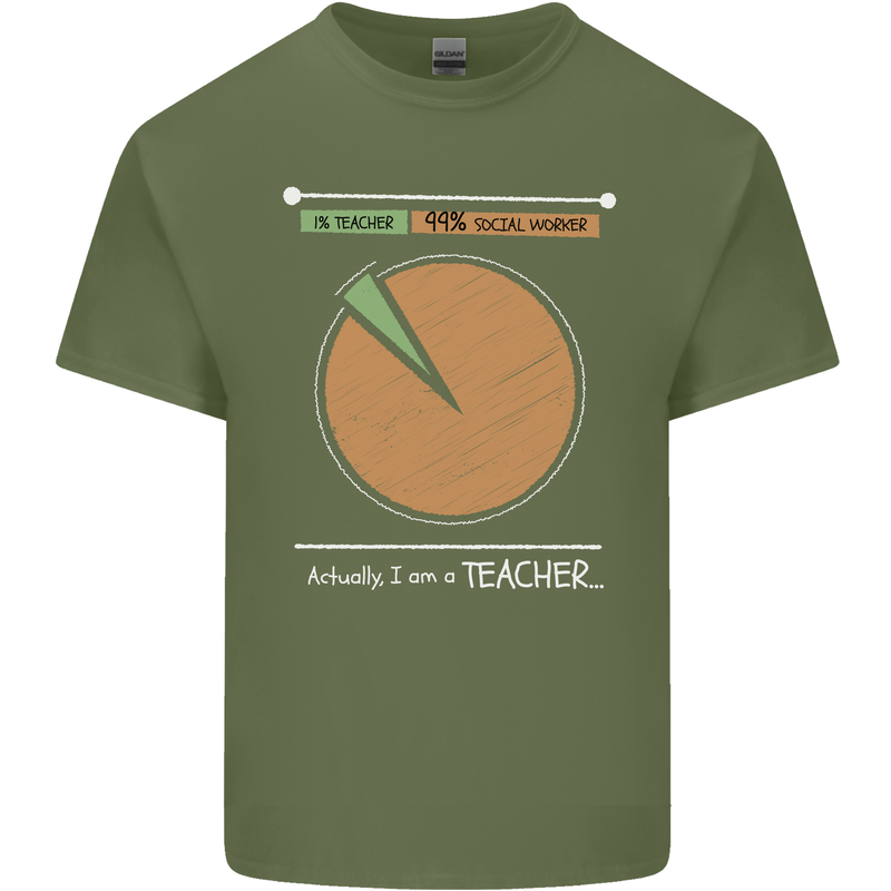 1% Teacher 99% Social Worker Teaching Mens Cotton T-Shirt Tee Top Military Green