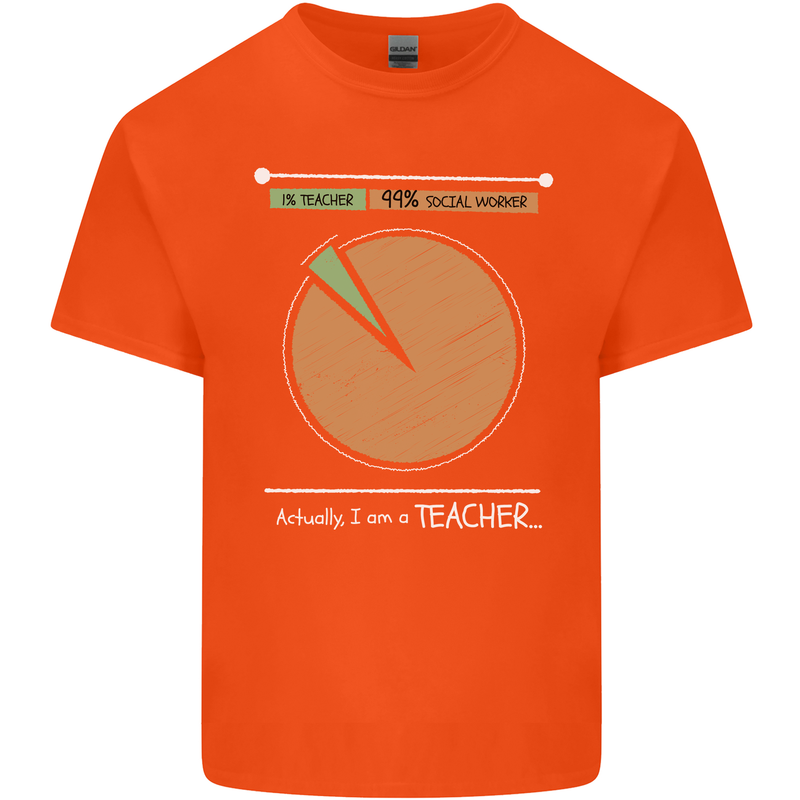 1% Teacher 99% Social Worker Teaching Mens Cotton T-Shirt Tee Top Orange