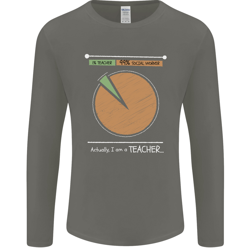 1% Teacher 99% Social Worker Teaching Mens Long Sleeve T-Shirt Charcoal