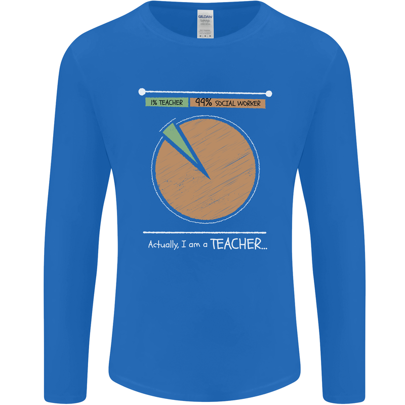 1% Teacher 99% Social Worker Teaching Mens Long Sleeve T-Shirt Royal Blue