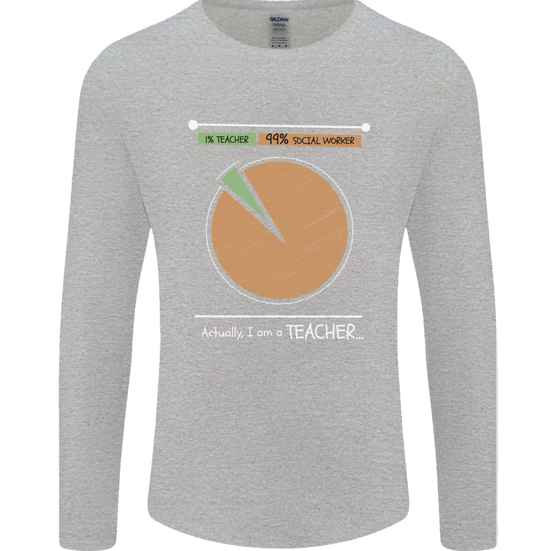 1% Teacher 99% Social Worker Teaching Mens Long Sleeve T-Shirt Sports Grey