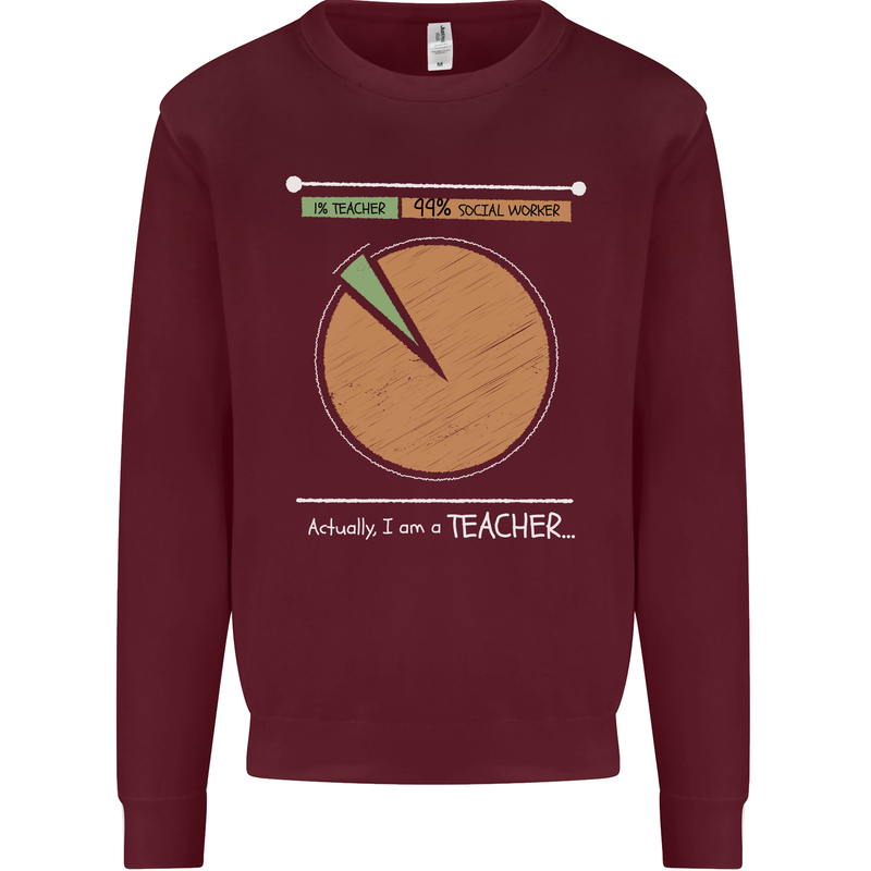 1% Teacher 99% Social Worker Teaching Mens Sweatshirt Jumper Maroon