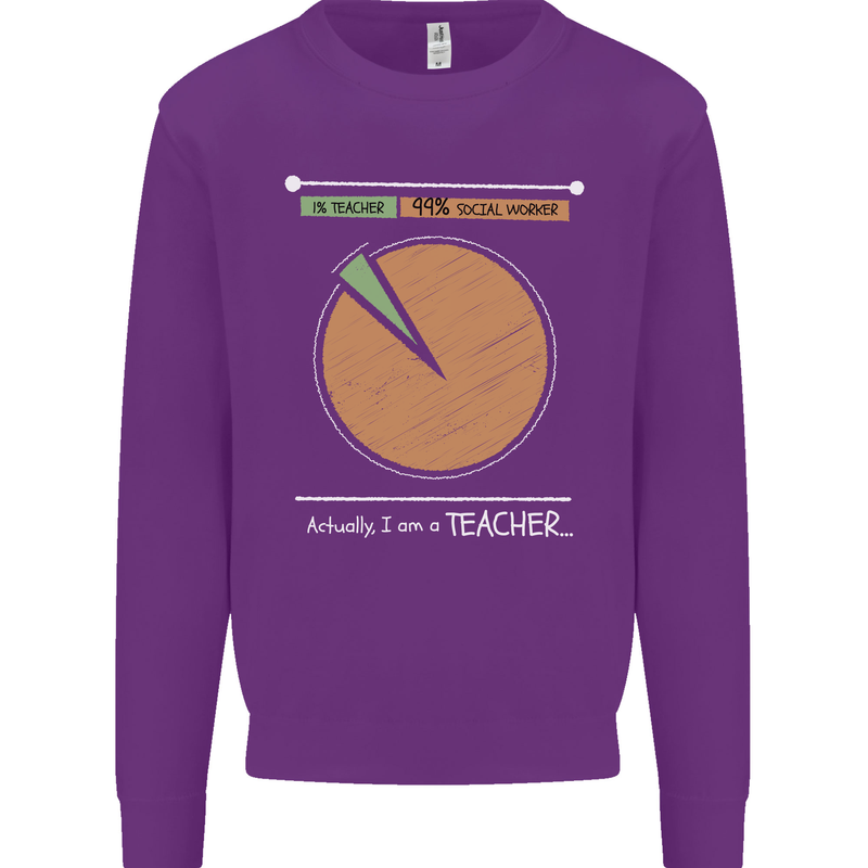 1% Teacher 99% Social Worker Teaching Mens Sweatshirt Jumper Purple
