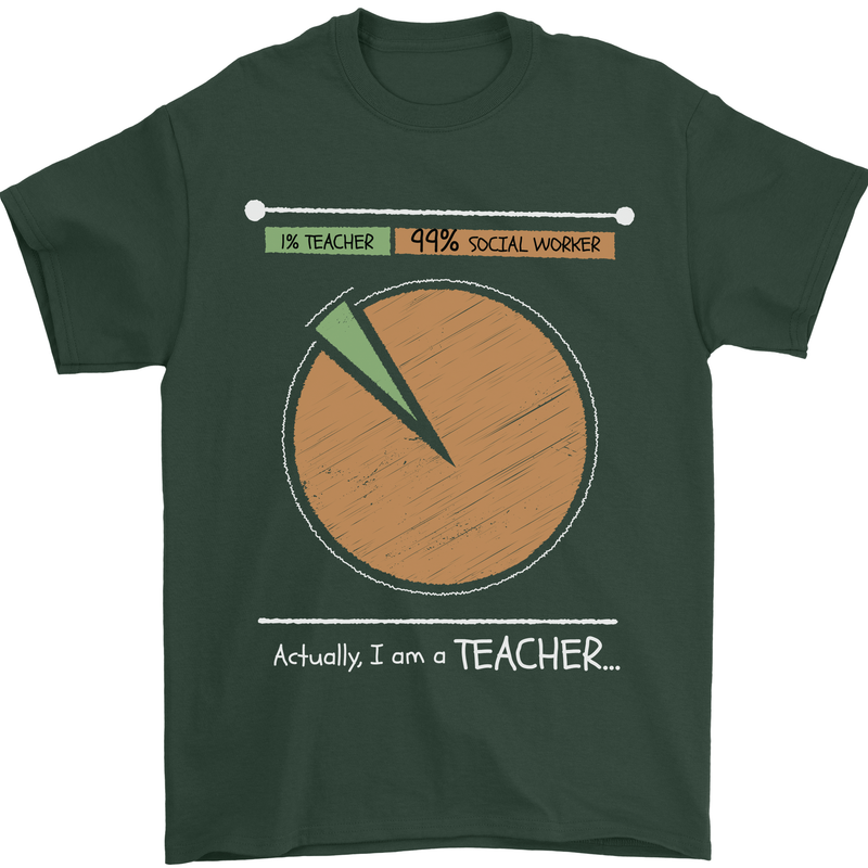 1% Teacher 99% Social Worker Teaching Mens T-Shirt 100% Cotton Forest Green