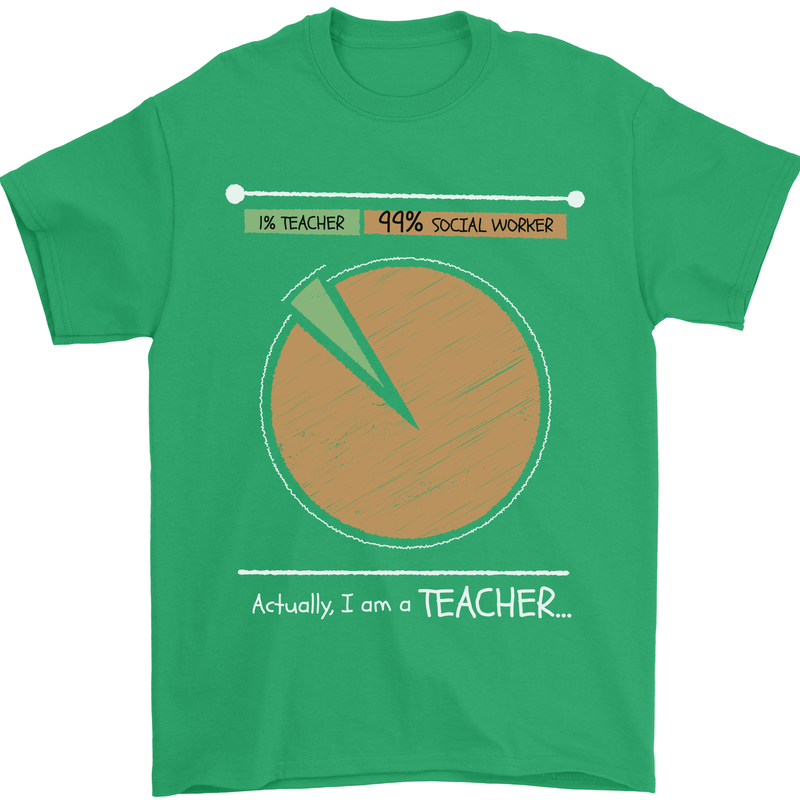 1% Teacher 99% Social Worker Teaching Mens T-Shirt 100% Cotton Irish Green