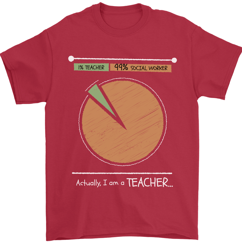 1% Teacher 99% Social Worker Teaching Mens T-Shirt 100% Cotton Red